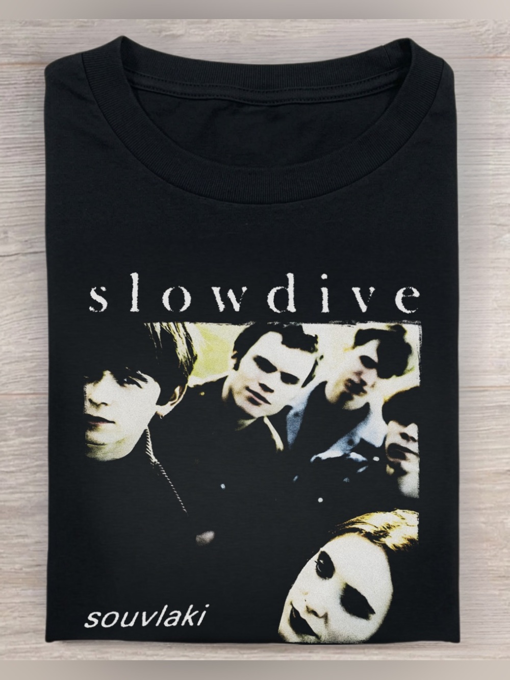 Men’s Slowdive Souvlaki Band Graphic Tee - Black Retro Illustration